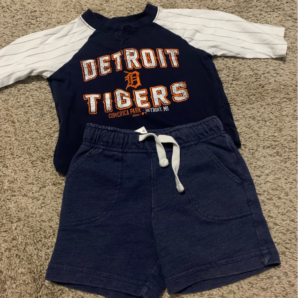 2T outfit - baseball tee and sweatshorts